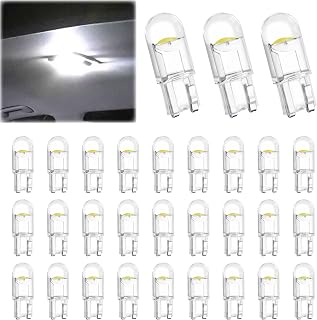 ecocstm 30 PCS Car 194 LED Bulbs, 168 2825 W5W T10 LED Bulb (White) | Wedge COB LED Replacement Bulb, Error Free Interior Bulb for Dashboard Light, Dome Lights