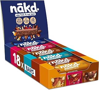 nakd. Variety pack - Raw fruit & nut bars - 100% natural ingredients - No added sugar - Vegan - Gluten free - 18 x 35g bars - 630g