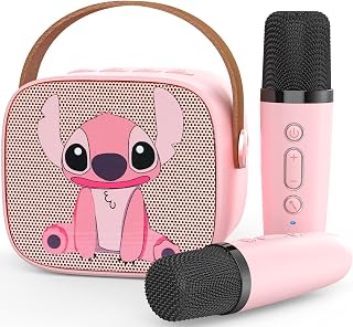 Karaoke Machine Kids, Upgrade Karaoke Machine 2 Wireless Microphones, Mini Karaoke Bluetooth Speaker with Party Led Lights, Gifts for Boys Girls Children Toddler, Toys for Children