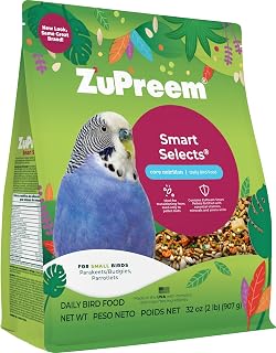 ZuPreem Smart Selects Parakeet & Budgie Food, Seed Blend, Small, 2 lb | Bird Food, Parrot & Parakeet Food, Budgie, Pellet Mix, Smart Pellets, Vitamins, Minerals, Seed Blend, Made in USA