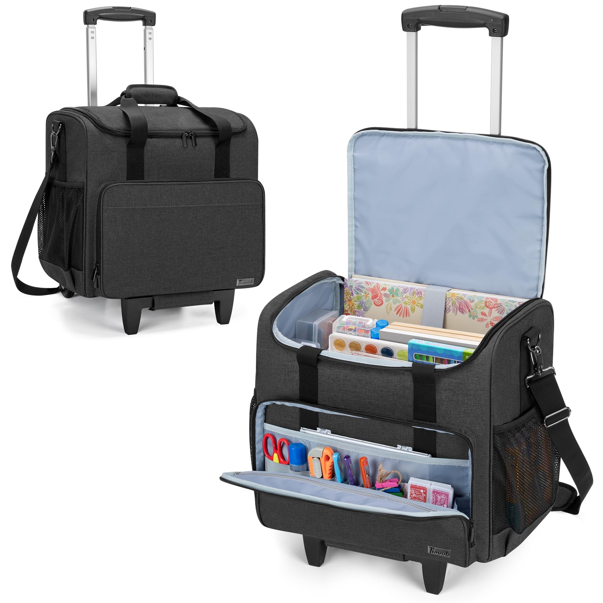 Trunab Rolling Craft Bag, Craft Organizers and Storage with Wheels, Black