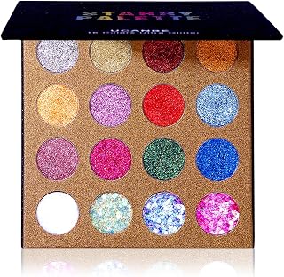 UCANBE Pro Glitter Eyeshadow Palette - Professional 16 Colors - Chunky &amp; Fine Pressed Glitter Eye Shadow Powder Makeup Pallet Highly Pigmented Ultra Shimmer for Face Body