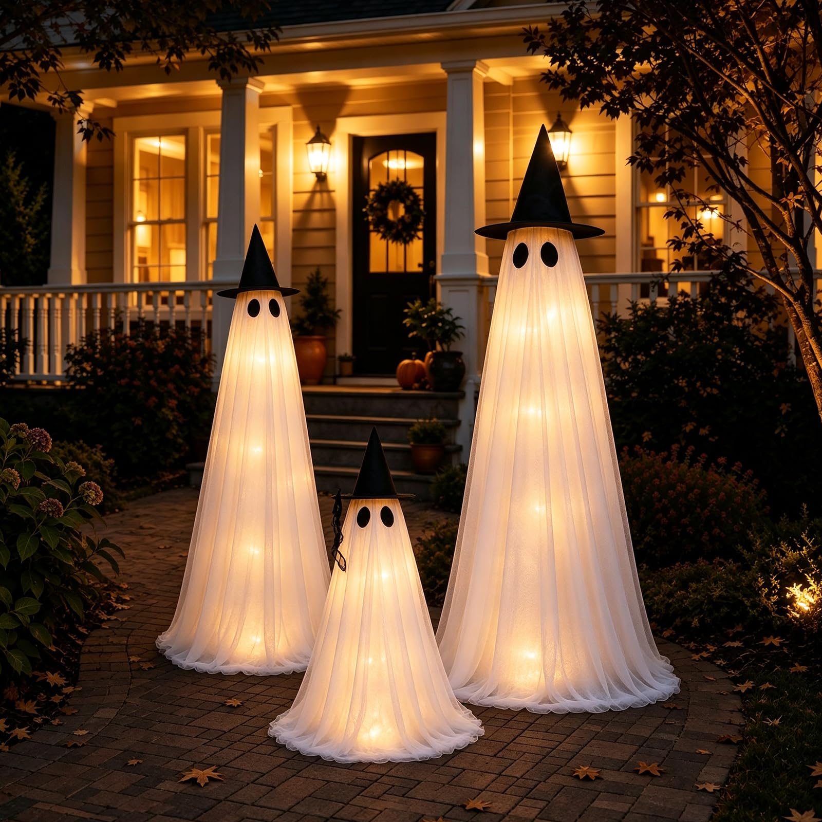Halloween Decorations Outdoor - 3 Packs Light Up Ghost Decor for Porch Yard | 6f