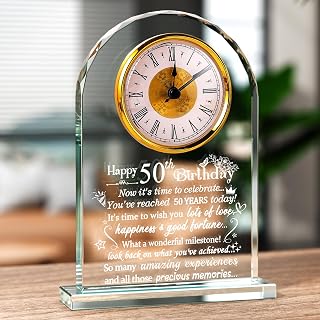 50th Birthday Gifts for Women Men, Her Him, 50 Year Old Glass Quartz Clock