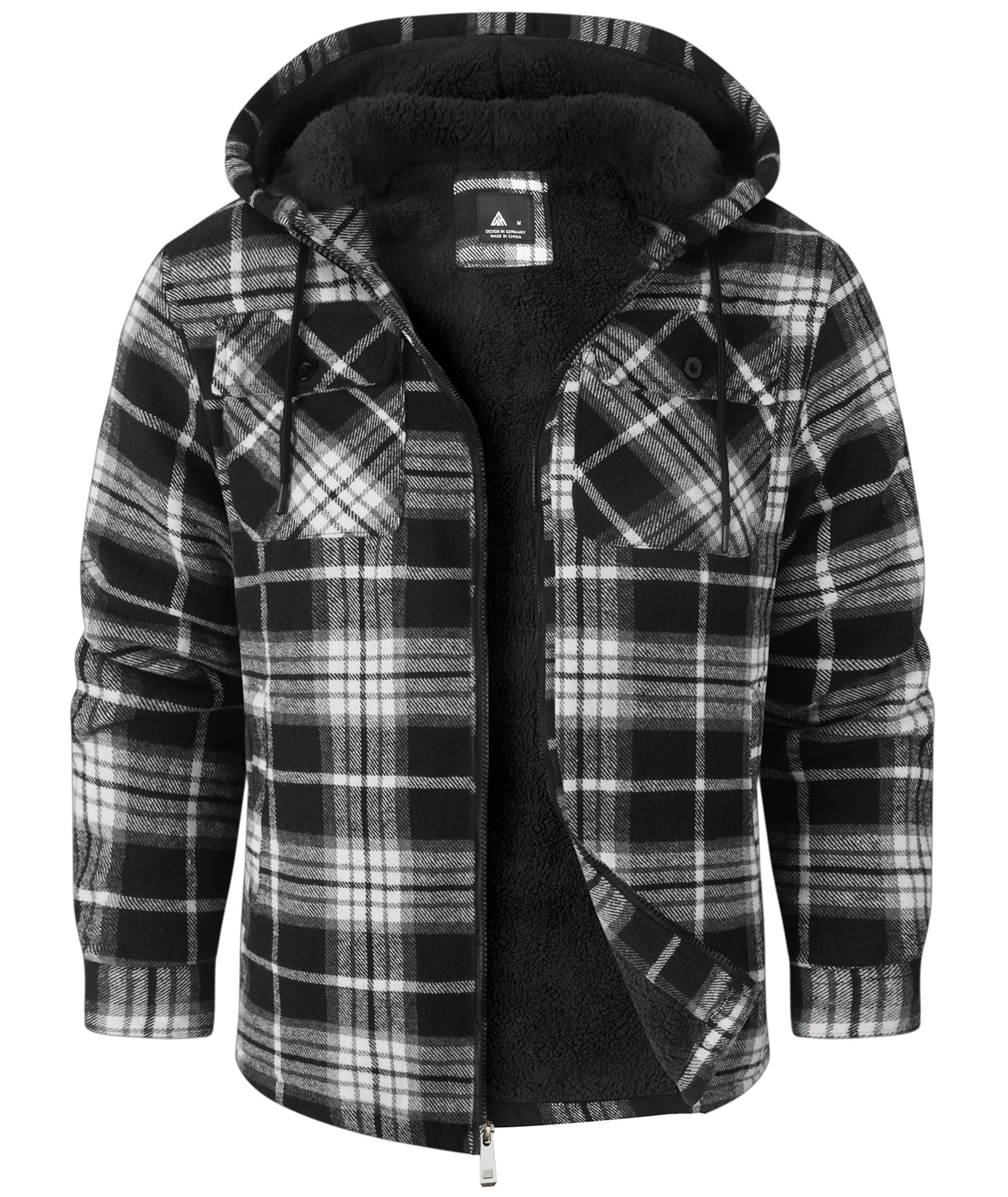SwissWell Woodman Shirt Men Thick Plaid Flannel Jacket Plush Lining Hooded Sweat