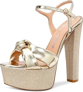 Castamere Women's Ankle Strap Fashion Sandals Slingback Wide Heel 15CM Platform High Heels Pumps