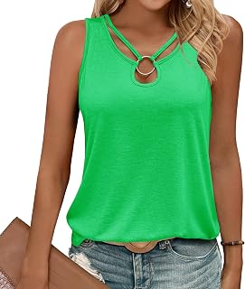 Gihgoew Summer Tank Tops for Women 2025 Keyhole Neck Sleeveless Fashion Cute Tops
