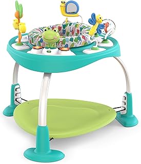 Bright Starts Bounce Bounce Baby 2-in-1 Activity Center Jumper & Table - Playful Pond (Green), 6 Months+