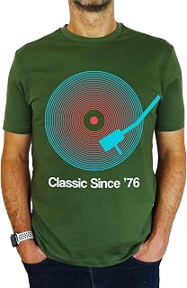 1976 Vinyl Record Neon - Classic Since - 50th Birthday Gift | Present Mens T-Shirt
