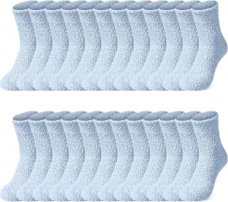 Suhine 12 Pairs Winter Warm Fuzzy Socks for Women Soft Coral Fleece Socks Gift for Christmas Winter Sleeping Slippers
