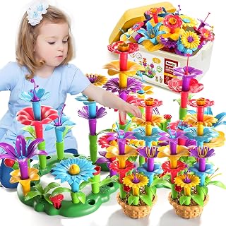 Garbo Star Girl Toys for 3 4 5 6 Year Old Girls Birthday Gift, Flower Garden Building Toys Set for Girls Toddlers Kids Ages 3-5, Building Educational Blocks Stem Toys