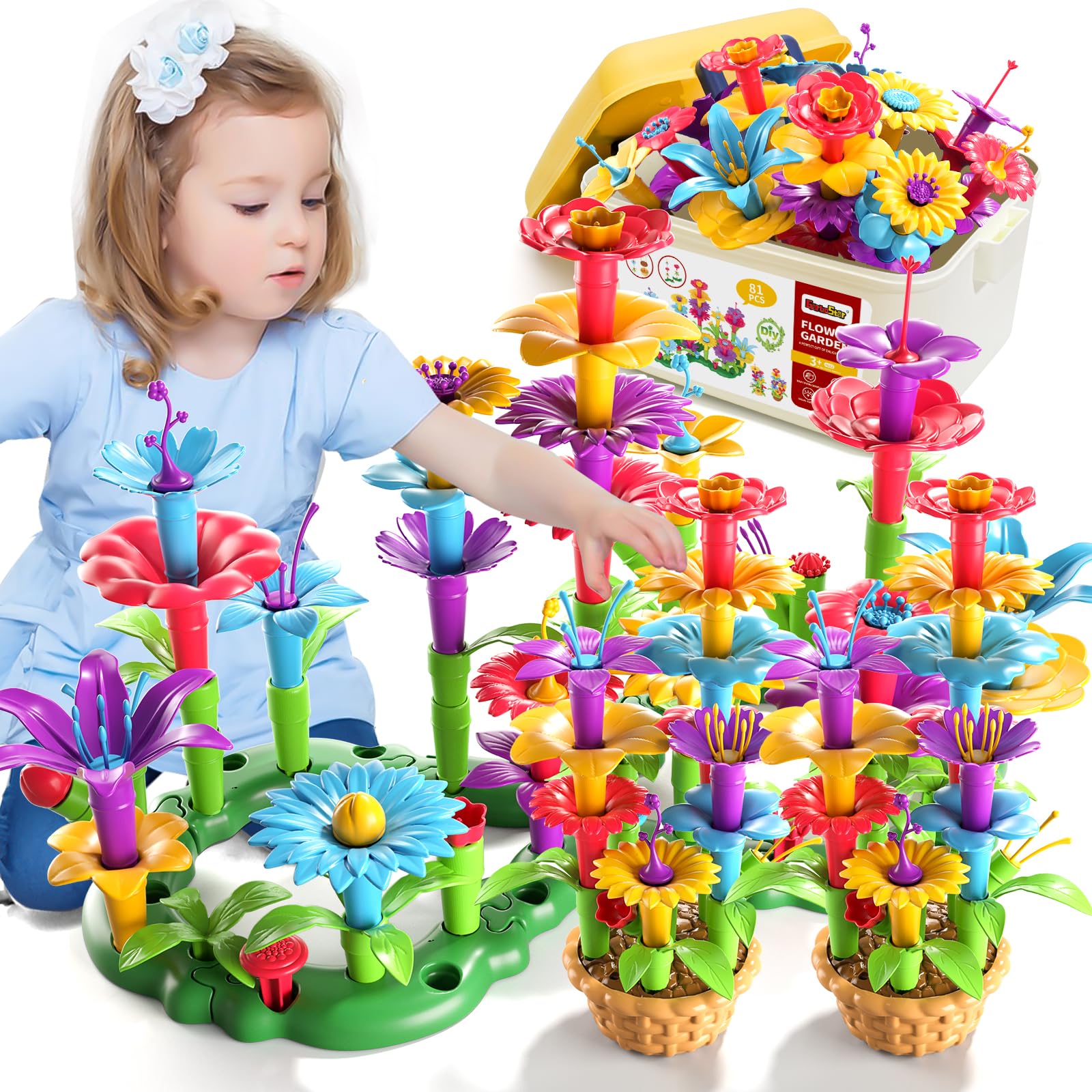 Garbo Star Girl Toys for 3 4 5 6 Year Old Girls Birthday Gift, Flower Garden Bui