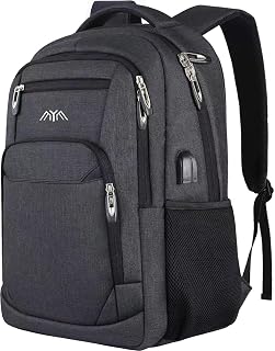 YAMTION - Backpack for Women, Men, Boys and Girls Backpack, High School Backpack, 15.6 Inch Laptop Compartment with USB Charging Port