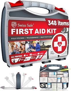 Swiss Safe 2-in-1 348 Pcs Large First Aid Kit for Camping, Travel &amp; Car
