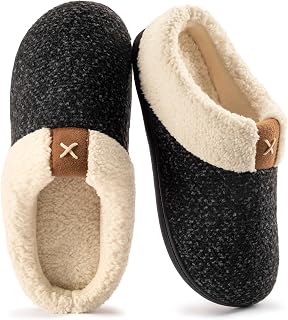 ULTRAIDEAS Maison Chaussons Femme Hiver Mémoire Mousse Peluche Confortable Pantoufles Femme Antidérapant Intérieur/extérieur