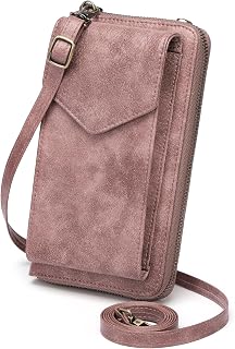 SENDEFN Crossbody Phone Bag for Women, Cross Body Handbags Phone Purse with Long Strap，Genuine Leather RFID Blocking Cell Phone Wallet