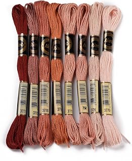 8 Skeins of 8 Colors, 6 Polyester Threads for Cross Stitch Embroidery, Gradient Sewing Thread for Jewelry Making, Bracelets, Embroidery, Craft Supplies, 0.5mm, Pale Pink