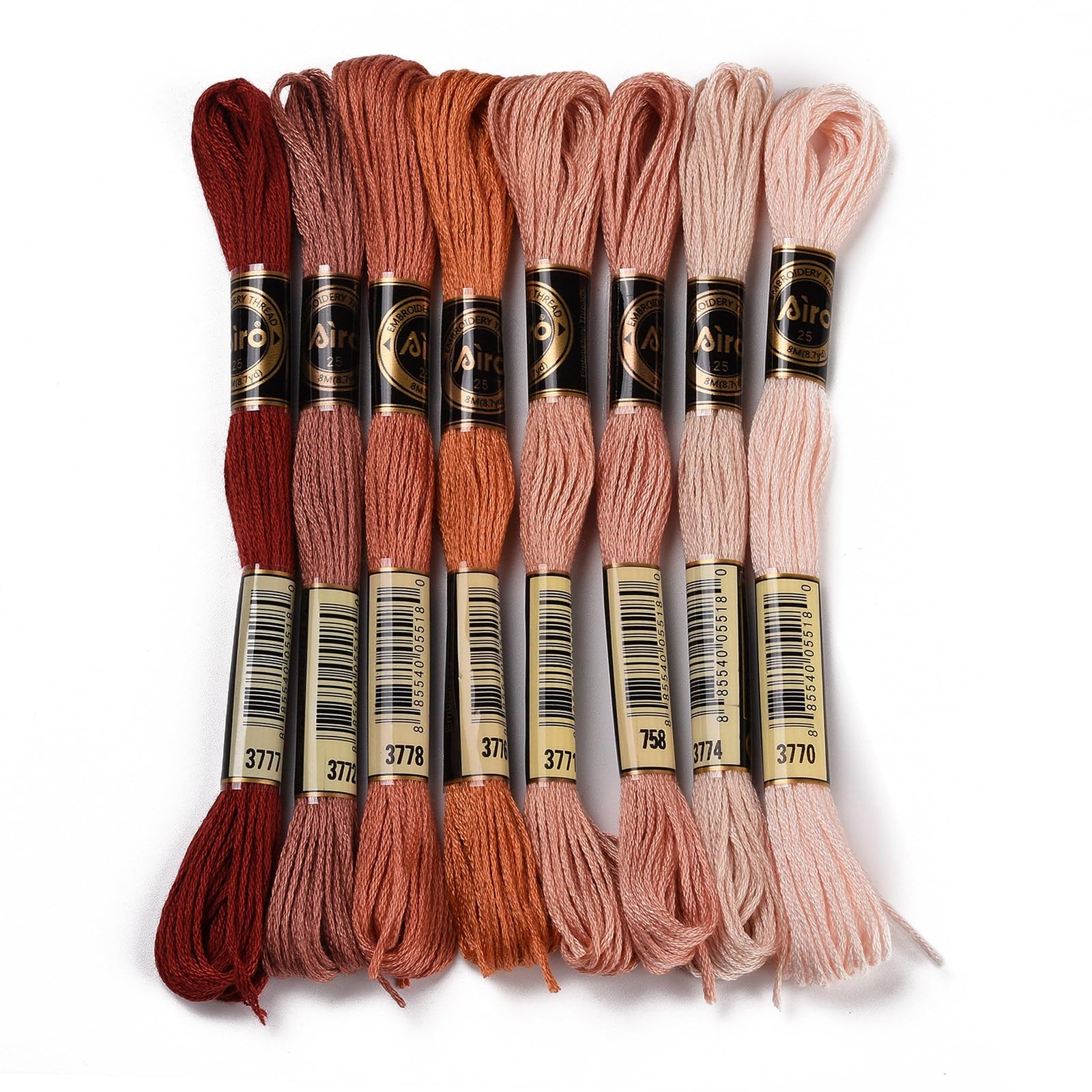 8 Skeins of 8 Colors, 6 Polyester Threads for Cross Stitch Embroidery, Gradient 