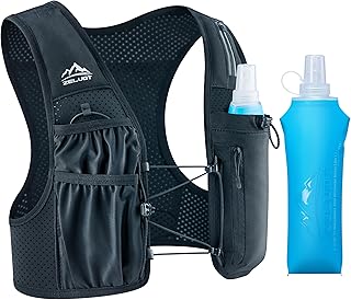 Zelvot Running Vest for Women Men, US Patent, Adjustable Chest Straps Running Hydration Vest with 500ml Soft Flask, Lightweight Reflective Hydration Backpack for Marathon