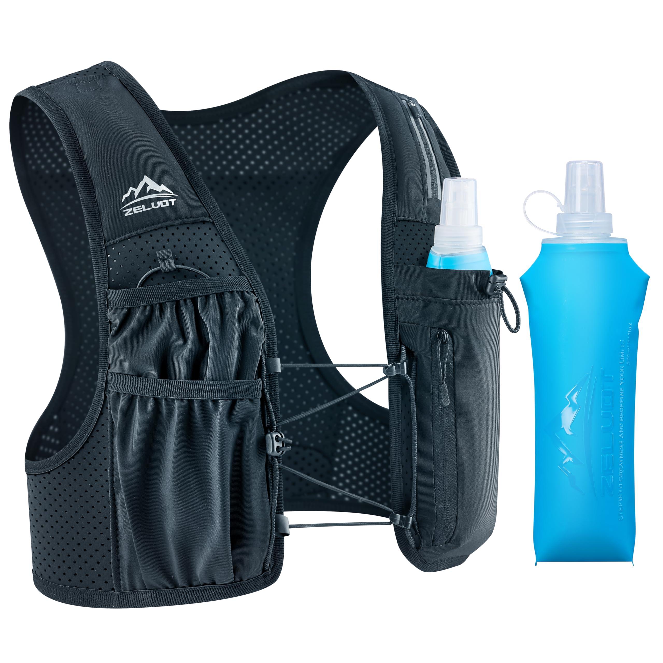 Zelvot Running Vest for Women Men, Hydration Vest with 500ml Soft Flask | Zip Ph