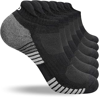 coskefy Running Socks Thick Cushion Ankle Trainer Socks for Men Women Cotton Sports (6 Pairs)