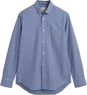 GANT Mens Fit Gingham Poplin Shirt Long Sleeve Cotton
