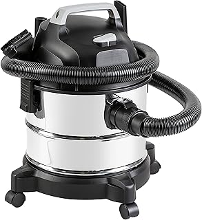Amazon Basics Wet Dry Shop Vacuum Cleaner, 4 Gallon, 3 HP Stainless Steel, Grey/Black