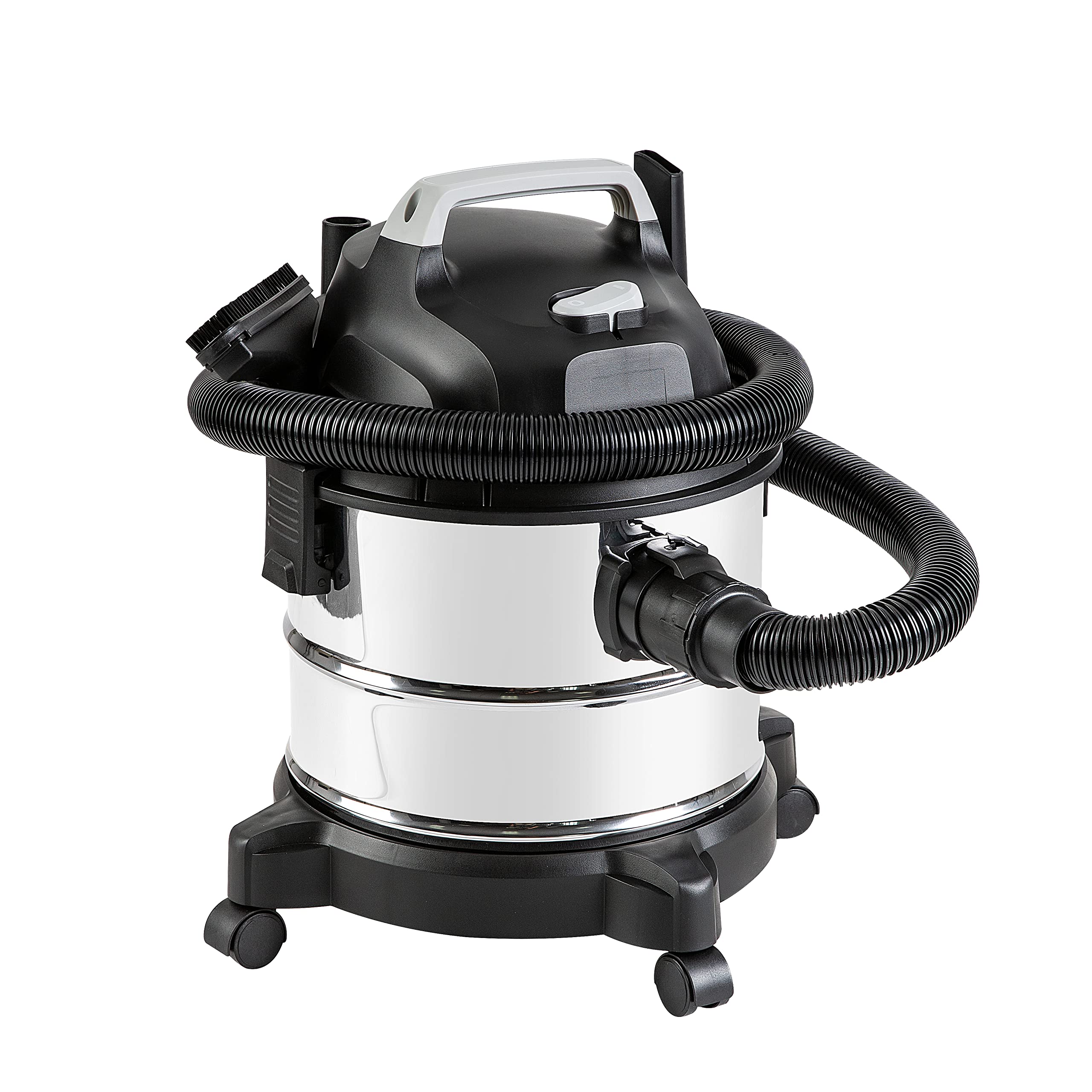Amazon Basics Wet Dry Shop Vacuum Cleaner, 4 Gallon, 3 HP Stainless Steel, Grey/