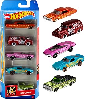 Hot Wheels 5-Pack of Toy Cars & Trucks (Styles May Vary)​​ | Set of 5 Die-Cast in 1:64 Scale Vehicles: Race Cars, Hot Rods, Character Cars or Rescue & Pick-Up Trucks