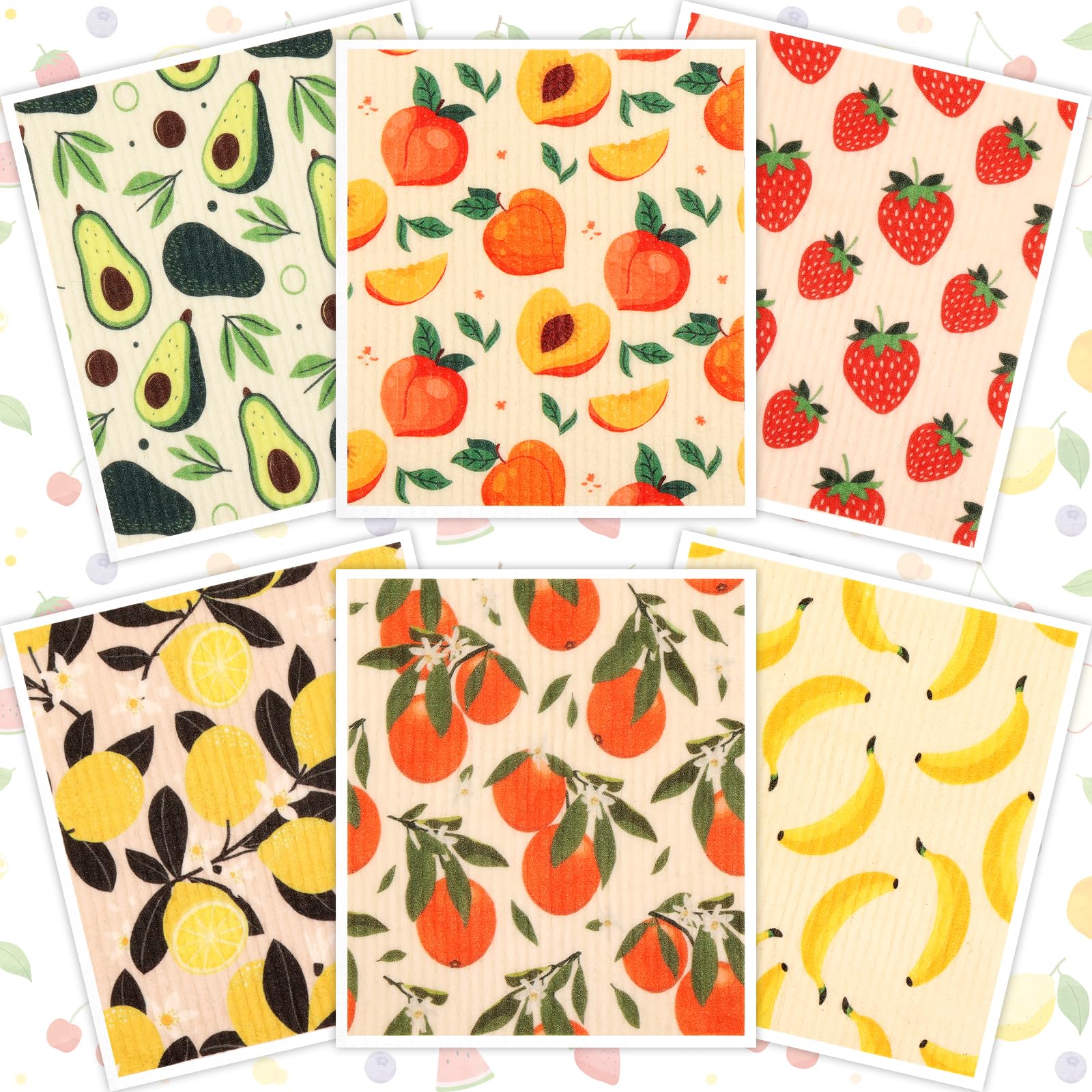 Swedish Dish Cloths for Kitchen | 6-Pack Super Absorbent Washable Cleaning Cloth