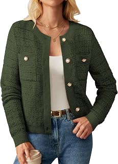 GRACE KARIN Women Long Sleeve Button Cardigan Sweater Lightweight Knitted Cardigan Office Party with Pockets