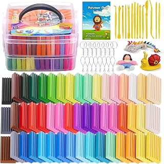 CiaraQ 50-Color Polymer Clay Oven Bake Modeling Kit for Kids & Beginners | Easy to Shape, Non-Sticky, Model Clay Toys with Sculpting Tools, Art Supply for School Project, Home Decor, Gift for Artists