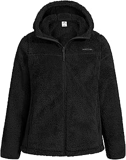 Pioneer Camp Women's Fuzzy Fleece Jacket Full Zip Up Lightweight Warm Soft Fleece Coat with hood for Spring Fall Winter