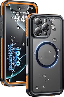 Oterkin Magnetic for iPhone 16 Pro Case Waterproof,Translucent Matte Orange