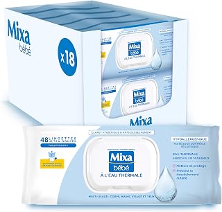Mixa Baby Thermal Water Wipes - Pack of 18 x 48 Wipes