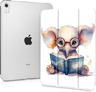 Tuiklol Case for iPad 11 inch A16 2025 Generation 11th / iPad 10.9 inch 2022 10th Gen, Buit in Pencil Holder with Shockproof Cover PC Clear Transparent Back Shell Auto Wake/Sleep, Elephant