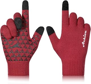 Achiou Winter Gloves for Men Women Touch Screen Texting Warm Gloves with Thermal Soft Knit Lining Elastic Cuff for Choose 3 Sizes