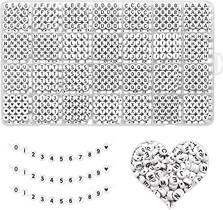 YMSDZHL Alphabet Beads A-Z 1300Pcs Letter Bead for Bracelet Jewelry Making | Acrylic 4x7mm Round Alphabet Beads Kits,Black Digit and Colorful Smile Beads for Bracelets Making Kits