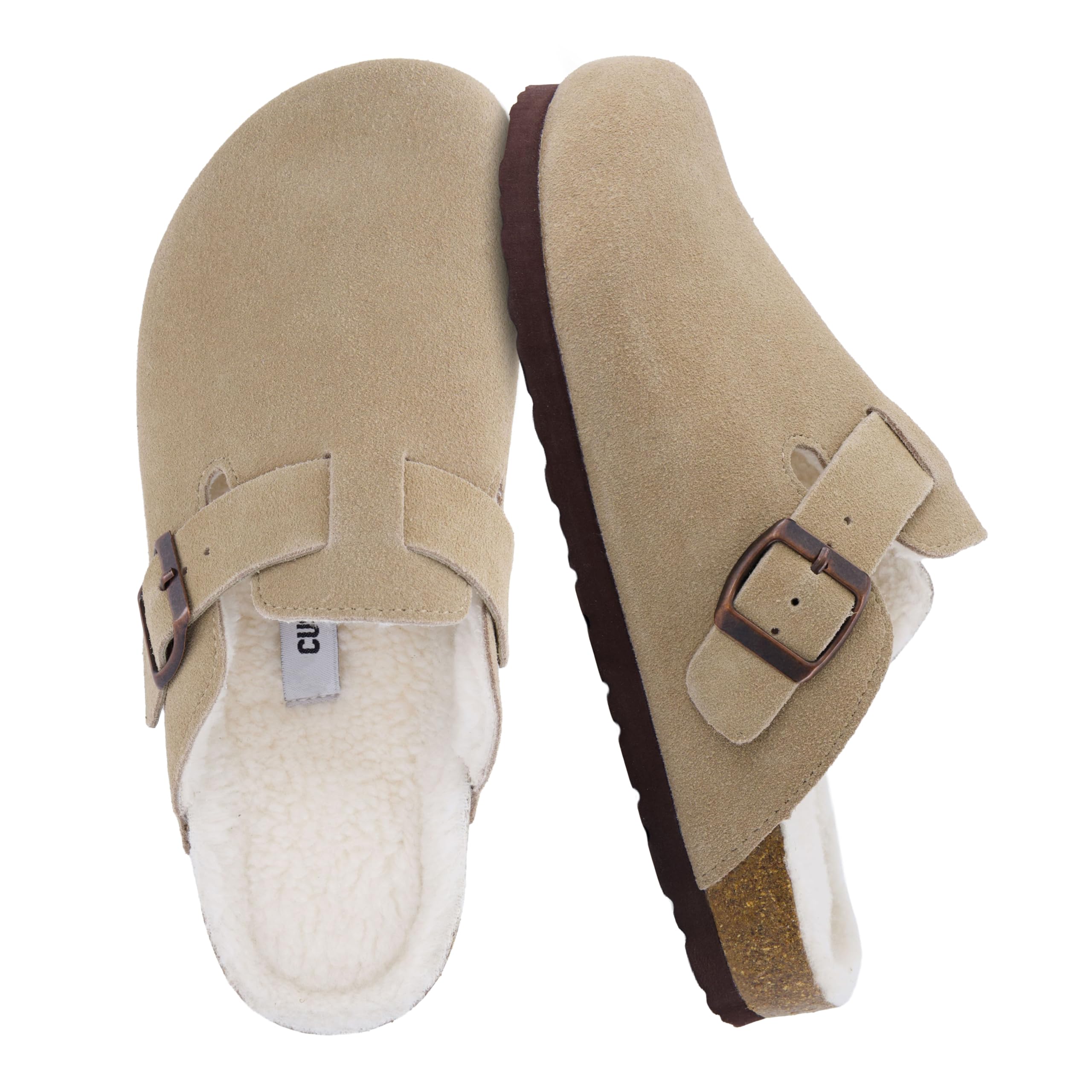 CUSHIONAIRE Zoccoli da donna Hana con plantare in sughero con tomaia in vera pel