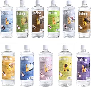 Bioethanol Scented liquid Fuel Eco Line Premium Grade Quality, Clean Burn 1L Containers (MIX OF SCENTS, 12)