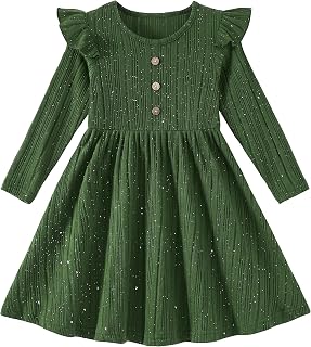 Toddler Girls Fall Dress Long Sleeve A-Line Sparkle Party Outfit 2-6T