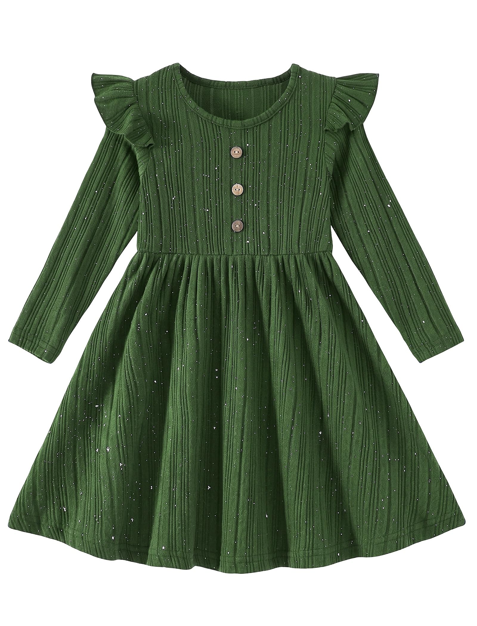 Toddler Girls Fall Dress Long Sleeve A-Line Sparkle Party Outfit 2-6T