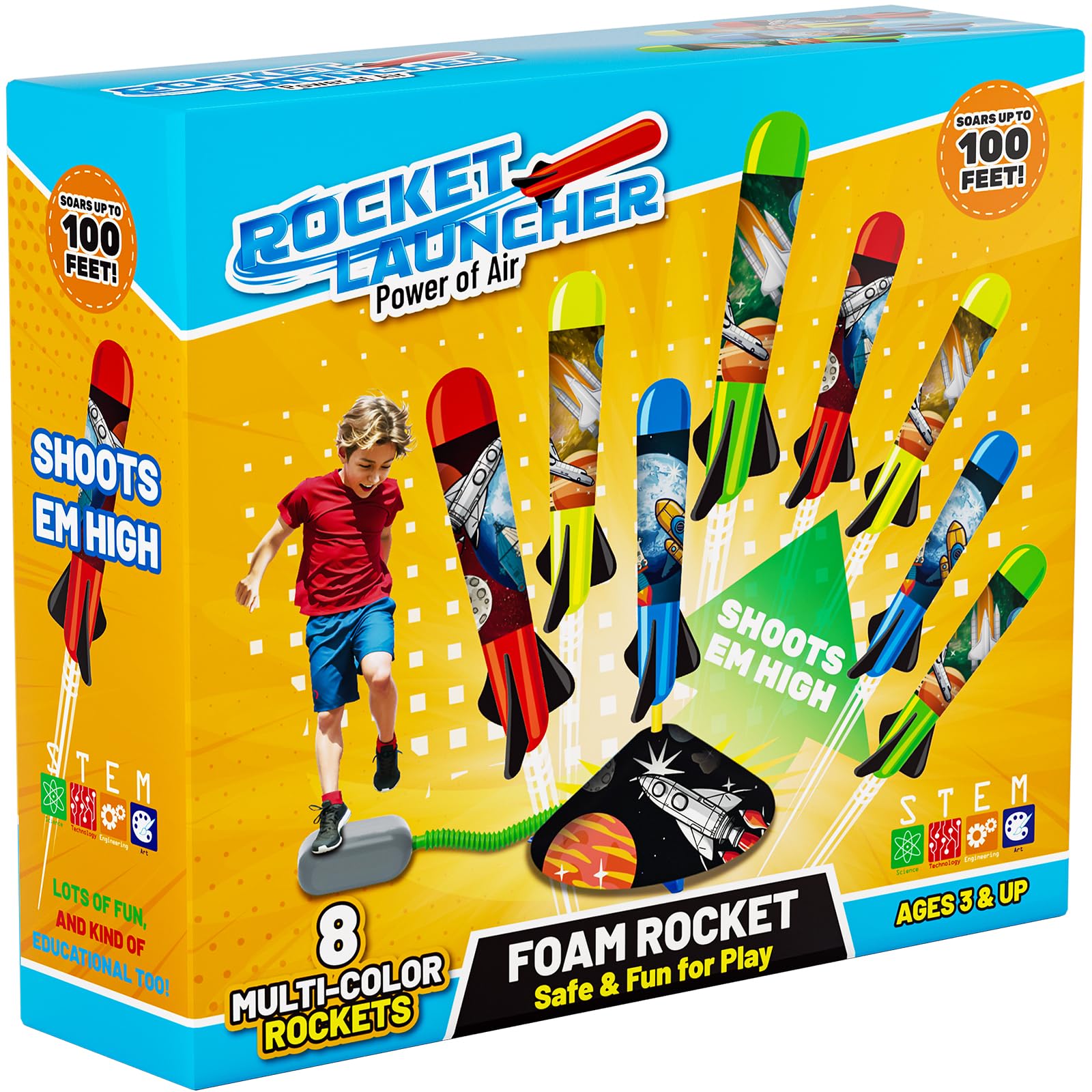 Toy Rocket Launcher for Kids - Outdoor Toys for Kids Ages 4-8, 8 Rockets | Launc
