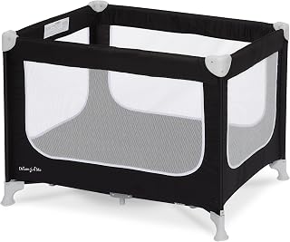 Dream On Me Zodiak Portable Playard, Compact for Travel, Carry Bag, Black | Removable Mattress Pad, Mesh Sides, Quick Fold, 30 Lb Limit - ASTM Tested for Infants & Toddlers, Indoor & Outdoor Use