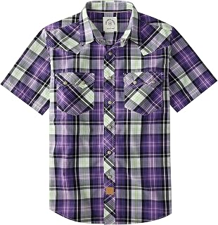 Dubinik® Pearl Snap Western Shirt for Men Short Sleeve 2 Sawtooth Pocket