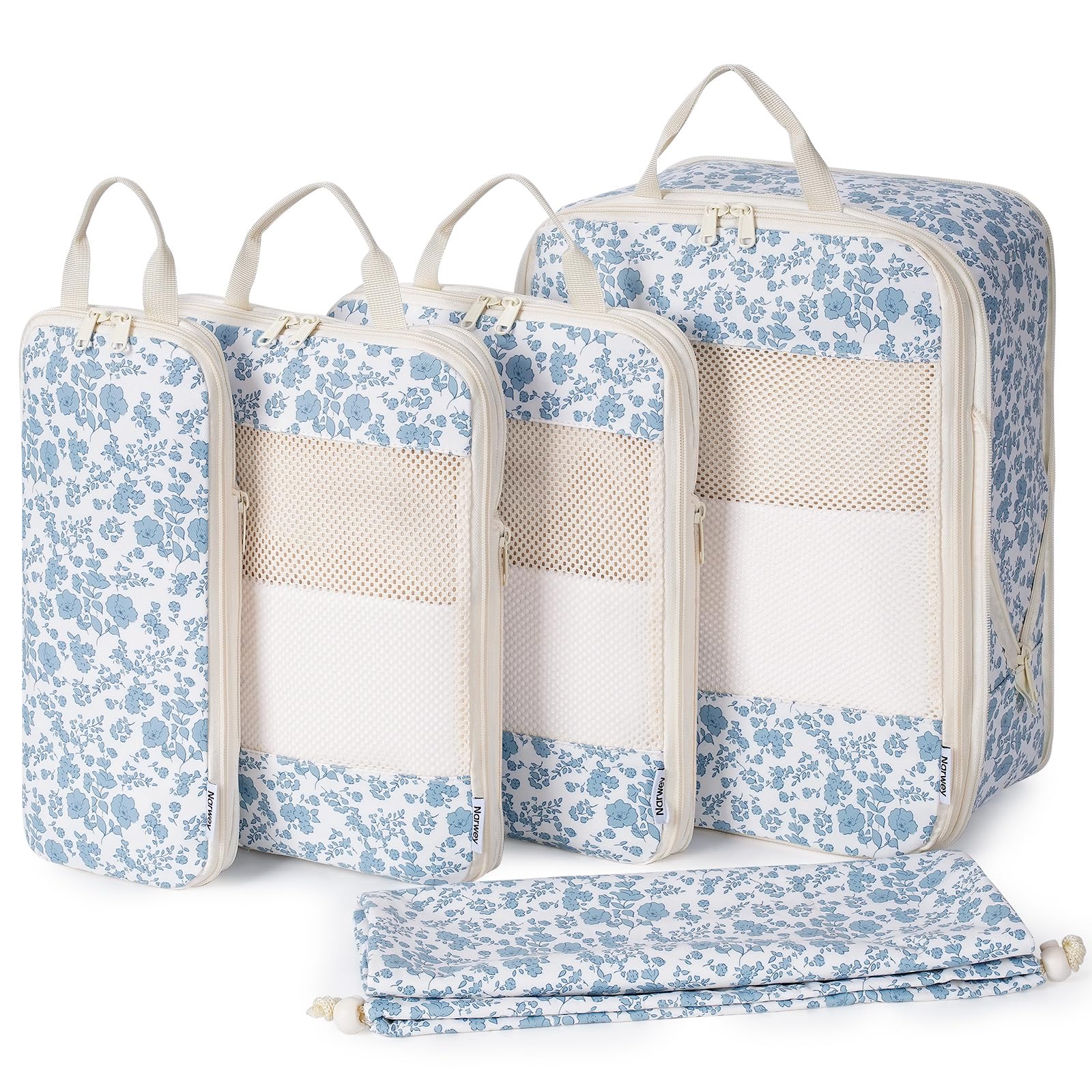 Narwey 5 Set Compression Packing Cubes Travel Organizer, Packing Cubes Compressi