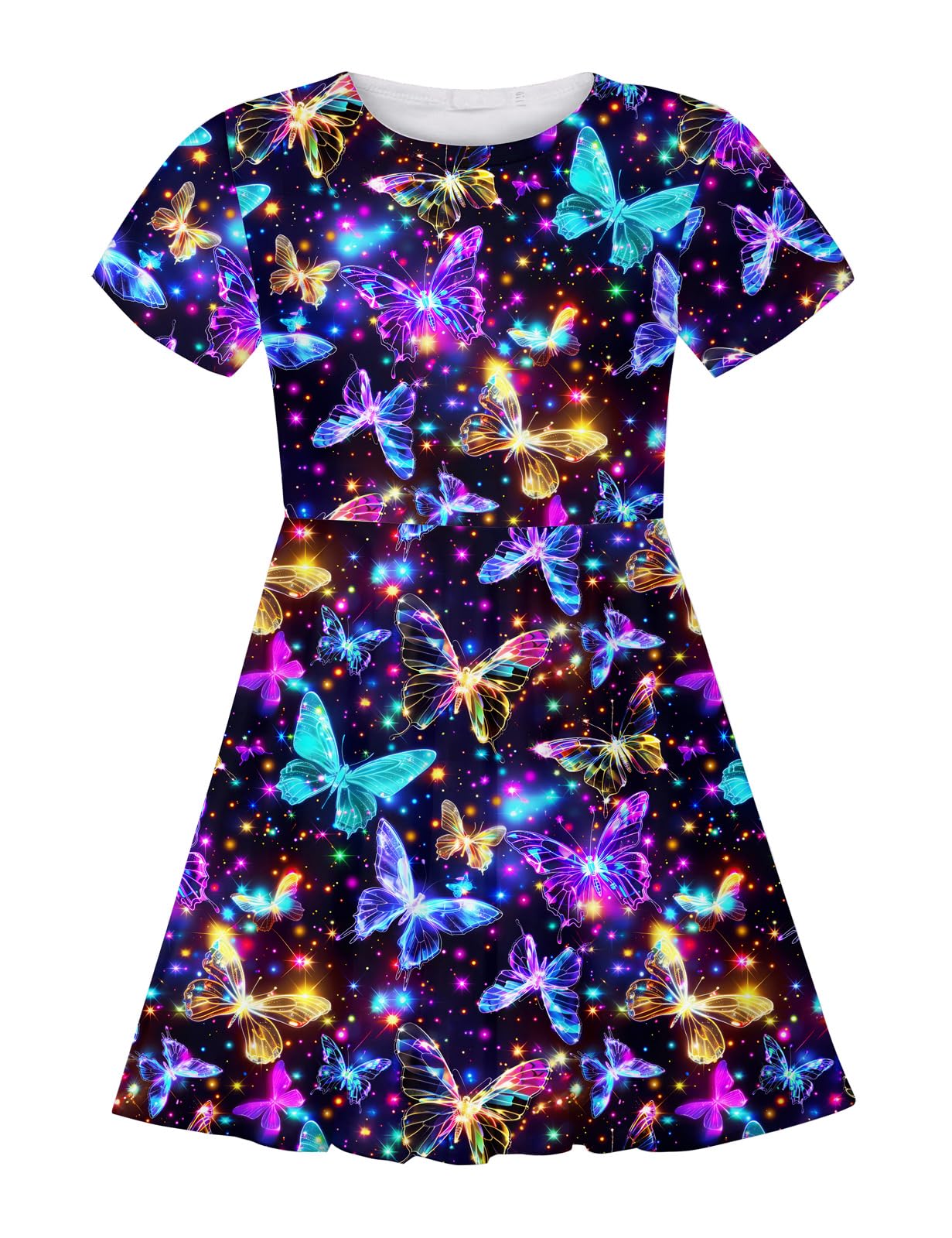 RAISEVERN Baby Girls Summer Short Sleeve Casual Dress 2-9 Years