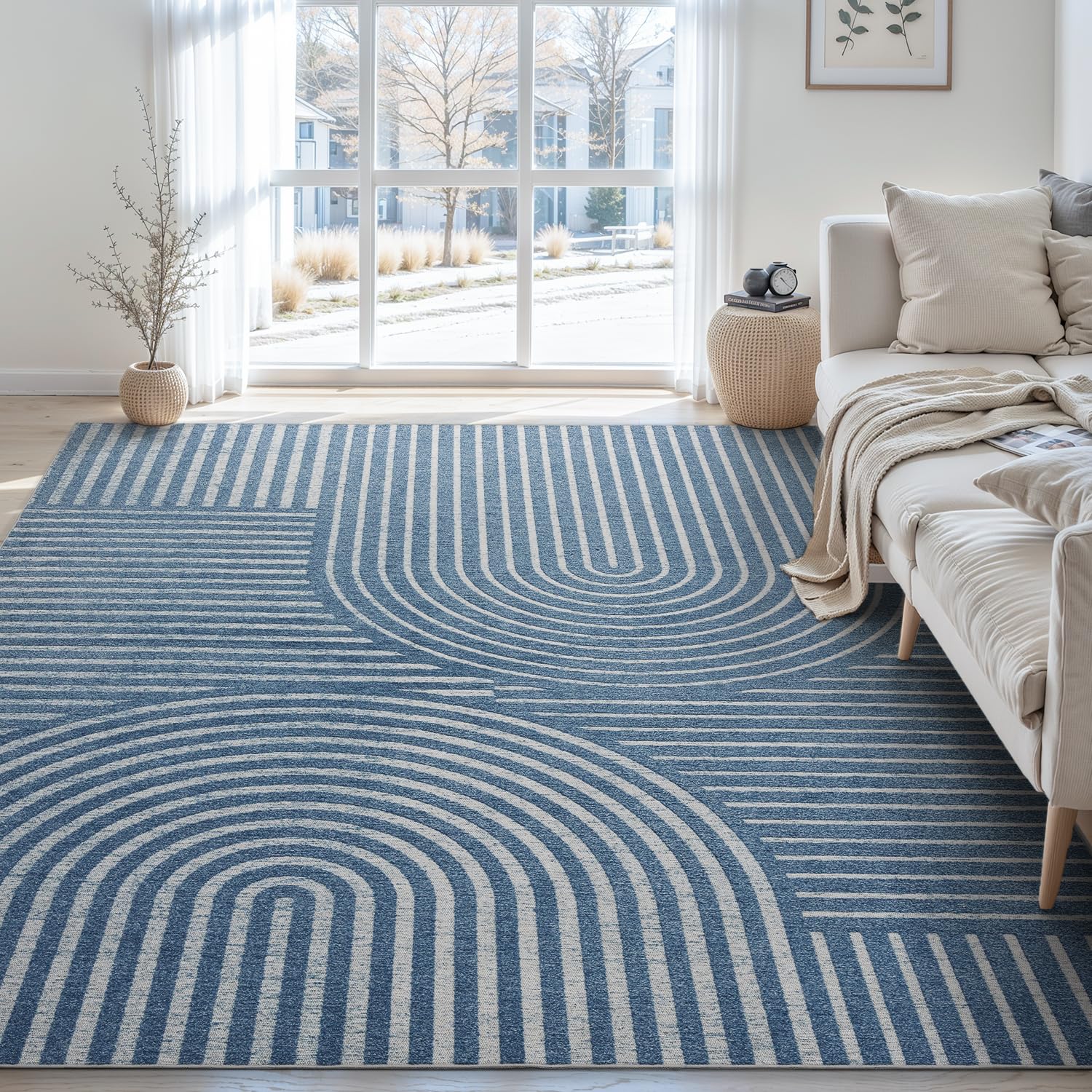 Boho Area Rug 8x10 Machine Washable Rugs for Living Room Non Slip Soft Carpet Ge
