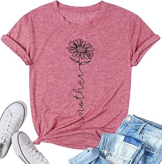 Womens Dandelion T Shirts Sunflower Graphic Short Sleeve Casual Tops