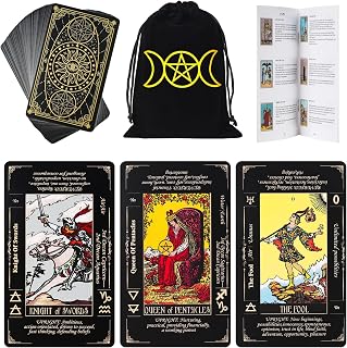Fofeadm Tarot Cards with Guide Book & Linen Carry Bag, 78 Classic Original Tarot Cards Deck Fortune Telling Game with Meanings on Them for Beginners to Expert